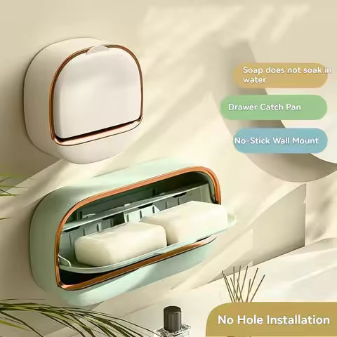 Wall Mounted Soap Holder – Waterproof Drain Tray Design