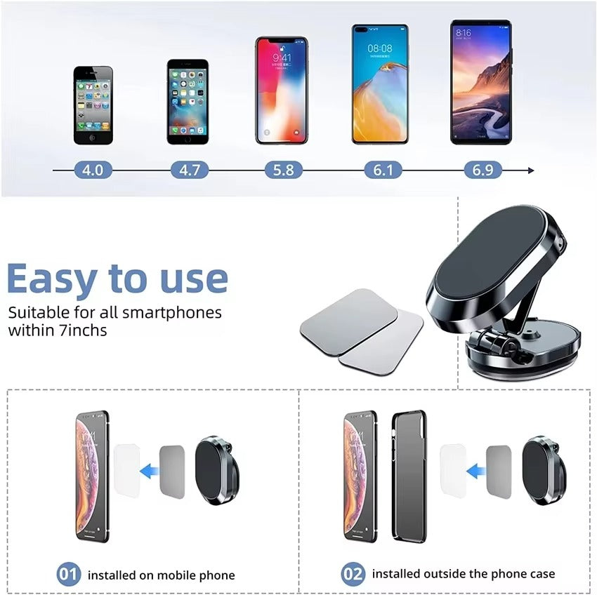 Magnetic Car Phone Holder – 360° Adjustable Stand